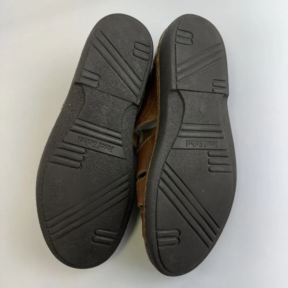 Josef Seibel Fisherman Flat Sandal Closed Toe Brown Leather Buckle 43‎ US 9.5-10
